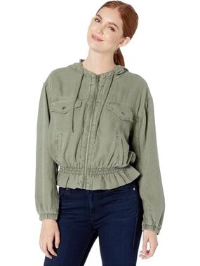 Splendid Utility Zip Jacket in Olive Green